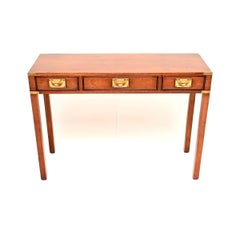 Antique Military Campaign Style Yew Wood Console Table