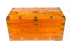 Antique Military Camphorwood Trunk Coffer Coffee Table, 19th C