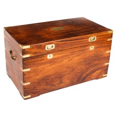 Antique Military Camphorwood Trunk Coffer Coffee Table 19th Century