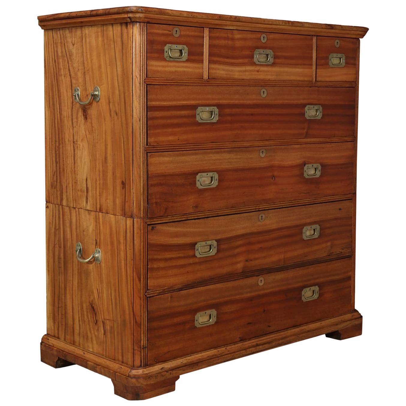 Antique Military Chest in Solid Camphor, circa 1880 For Sale