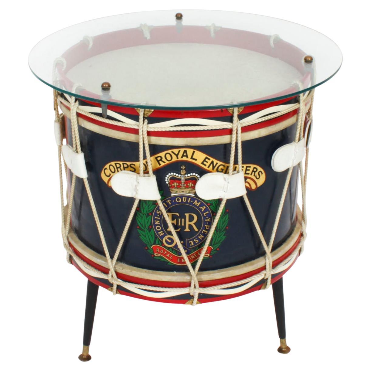 Ancienne table d'appoint à tambour militaire des Royal Engineers 20ème siècle en vente