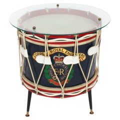 Antique Military Drum Coffee Occasional Table of The Royal Engineers 20th C