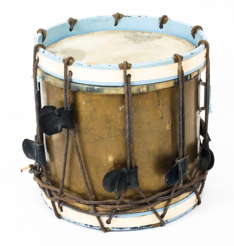 Antique Military Drum with British Royal Coat of Arms, Late 19th