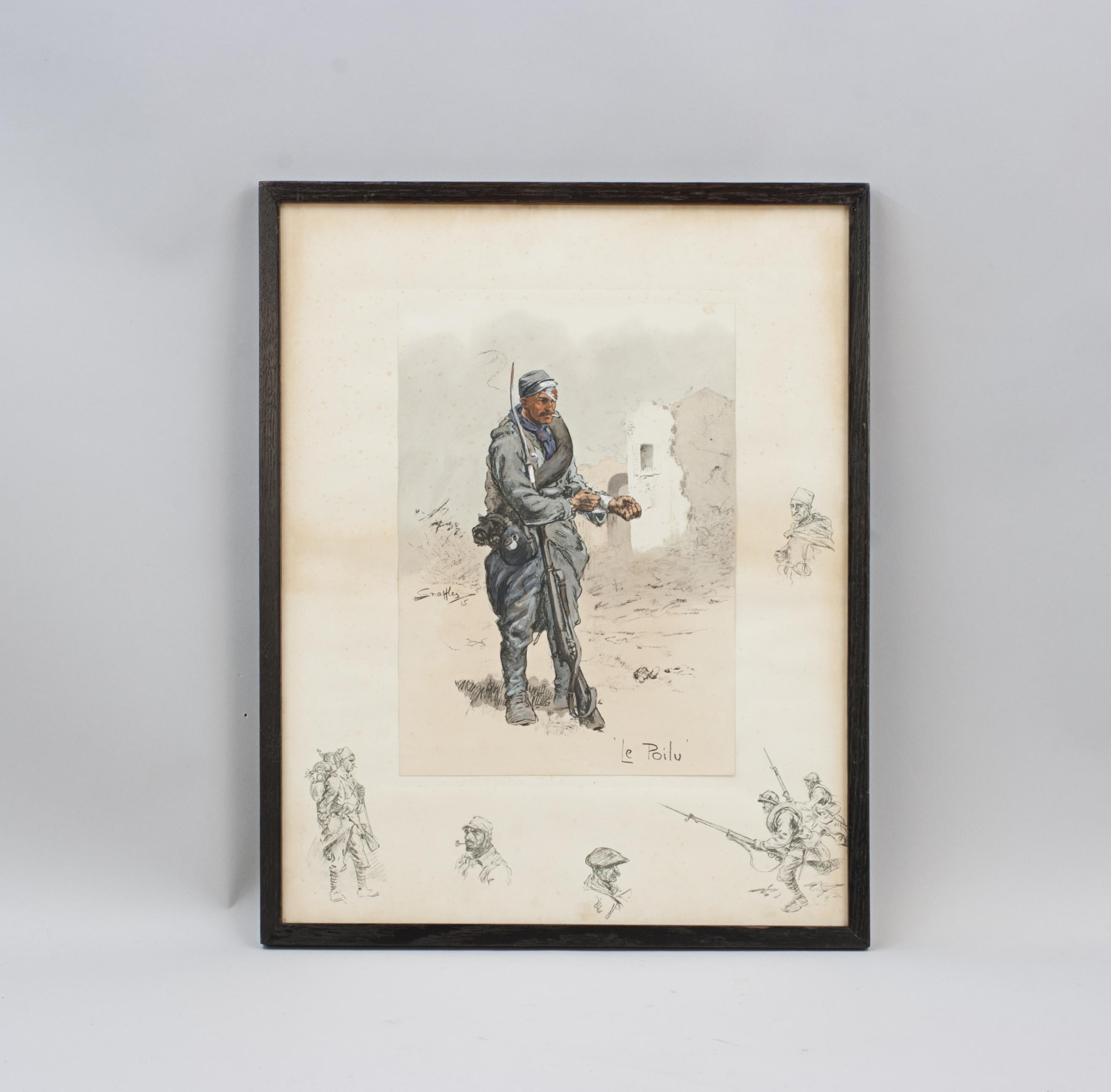 Vintage By  Erster Weltkrieg Ein Druck, Le Poilu. Von Charles Johnson Payne 