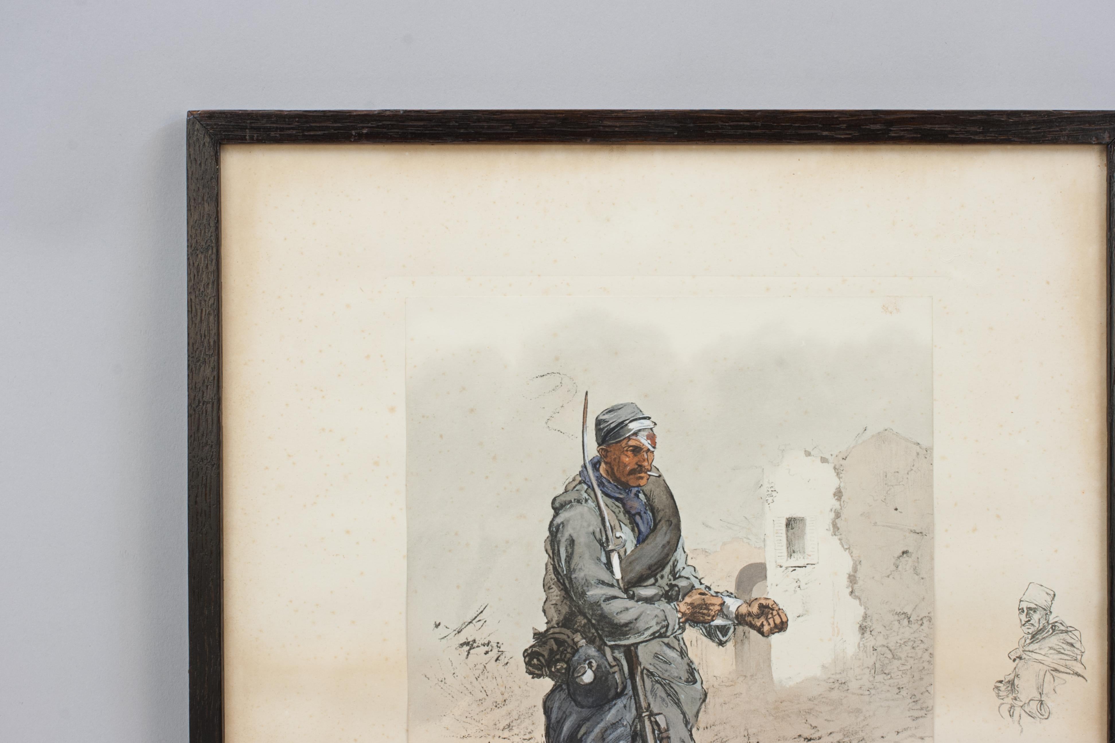 Antiker Militärischer Druck, Le Poilu, WW1, von Snaffles (Britisch) im Angebot