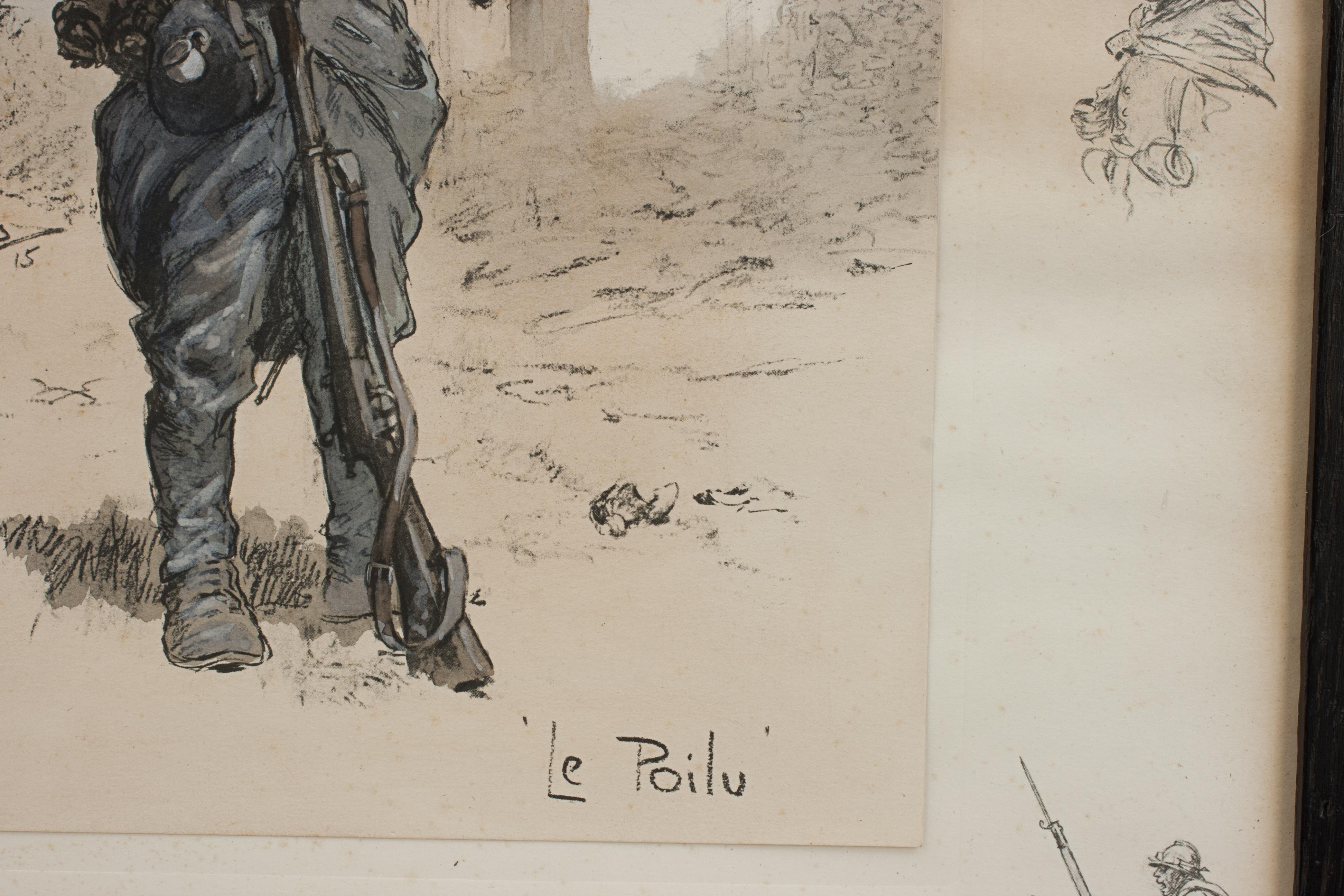 Antiker Militärischer Druck, Le Poilu, WW1, von Snaffles (Papier) im Angebot