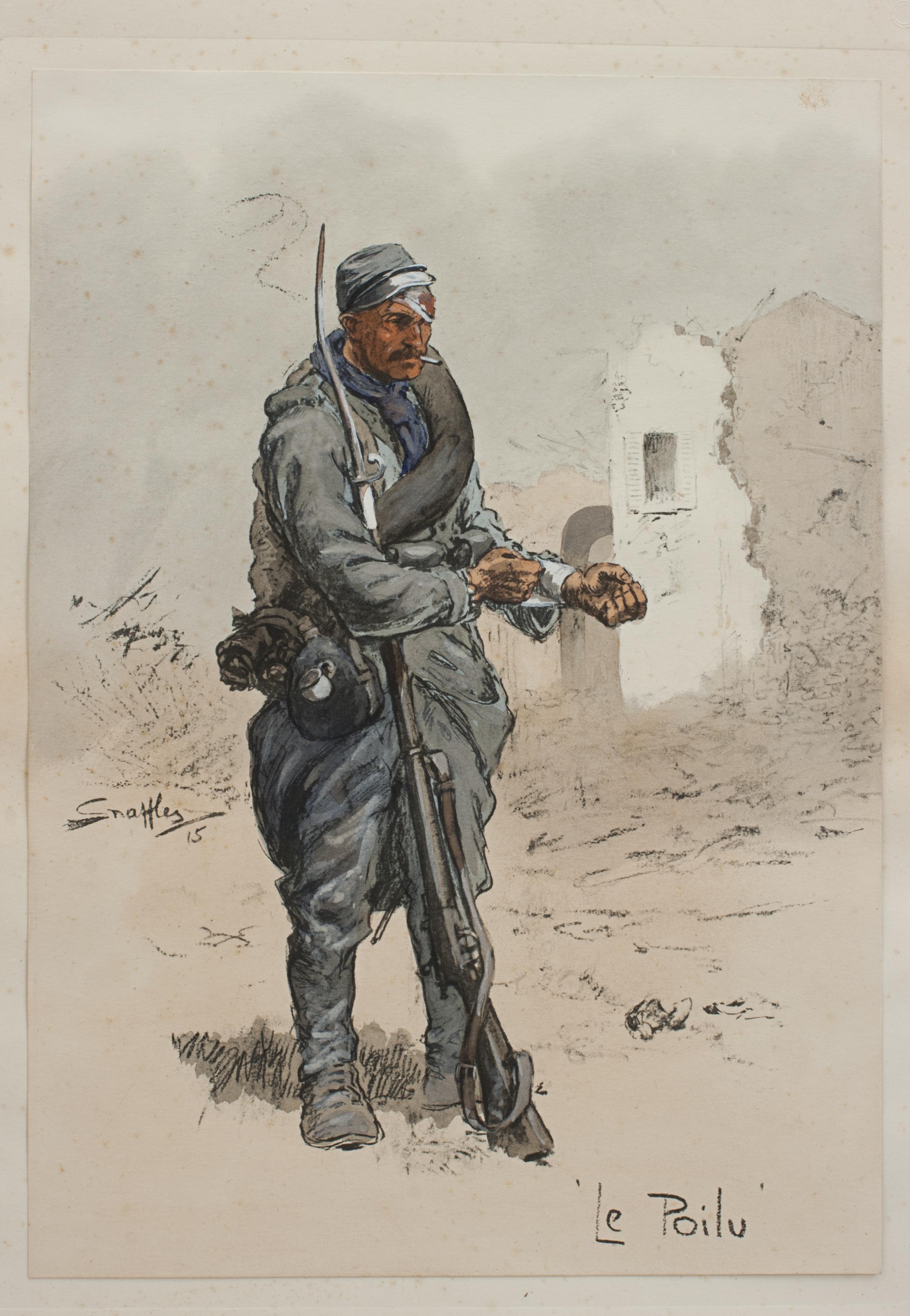 Antiker Militärischer Druck, Le Poilu, WW1, von Snaffles im Angebot 2