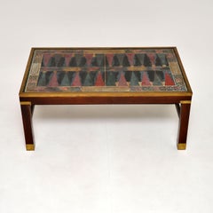 Antique Military Style Coffee Table with Backgammon Board