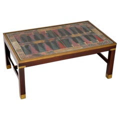 Antique Military Style Coffee Table with Backgammon Board