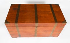 Antique Military Teak Trunk Coffer Coffee Table 19th Century