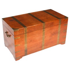 Antique Military Teak Trunk Coffer Coffee Table 19th Century