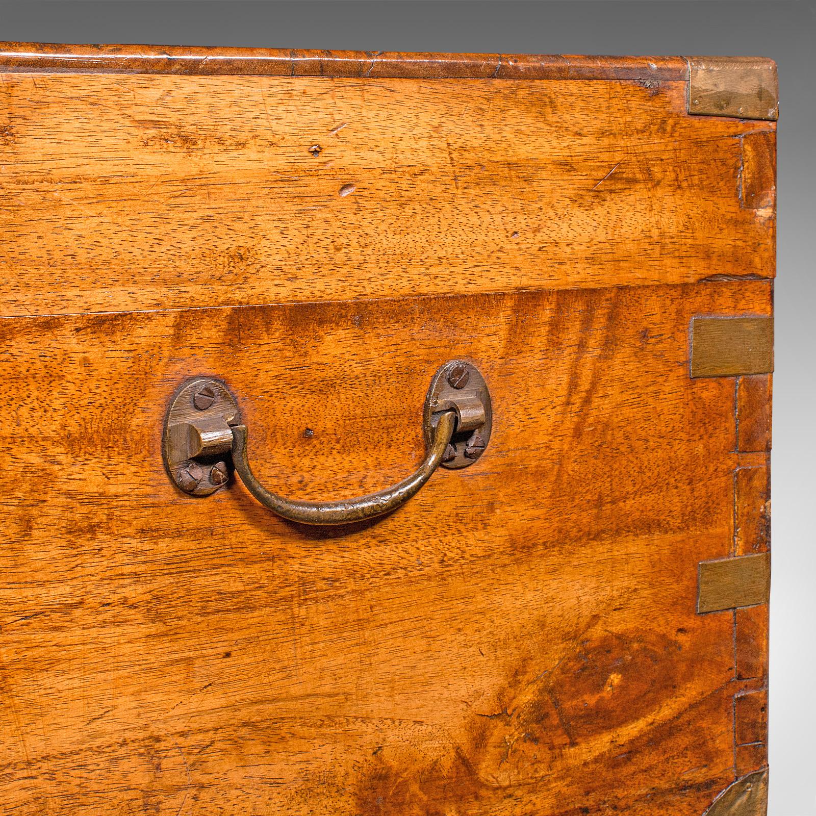 20th Century Antique Military Trunk, English, Camphorwood Chest, Blanket Box, Victorian, 1900 For Sale