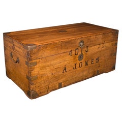 Antique Military Trunk, English, Camphorwood Chest, Blanket Box, Victorian, 1900