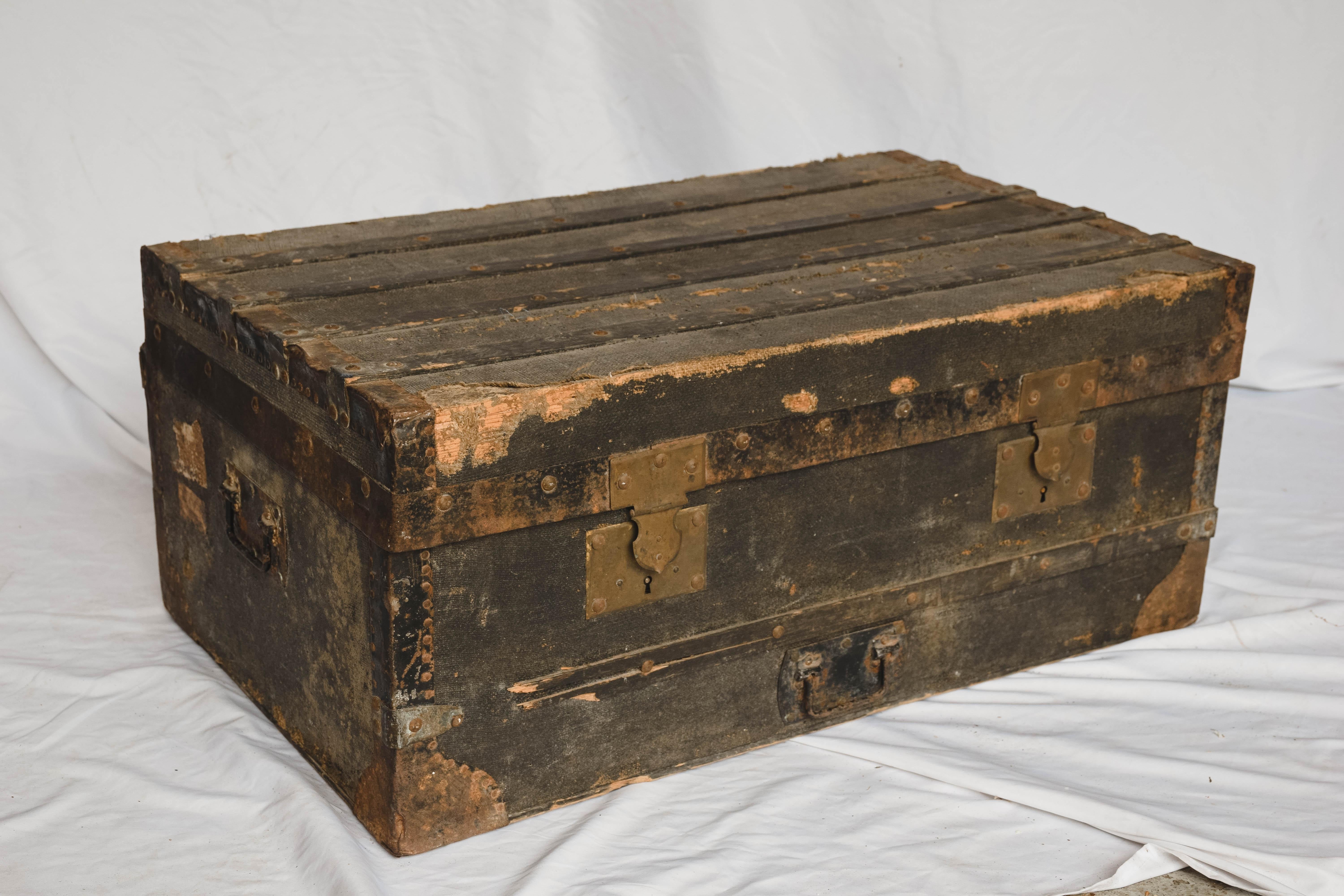 This antique military trunk would be an interesting addition for many settings. It could be used as a low coffee table, storage, or just as a conversation piece.