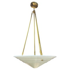 Antique Milk Glass & Brass Customized Hanging Light Fixture
