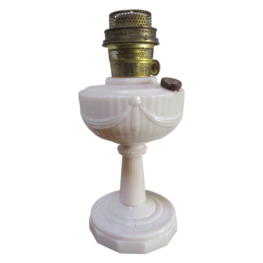 Antique Milk Glass Converted Oil Table Lamp