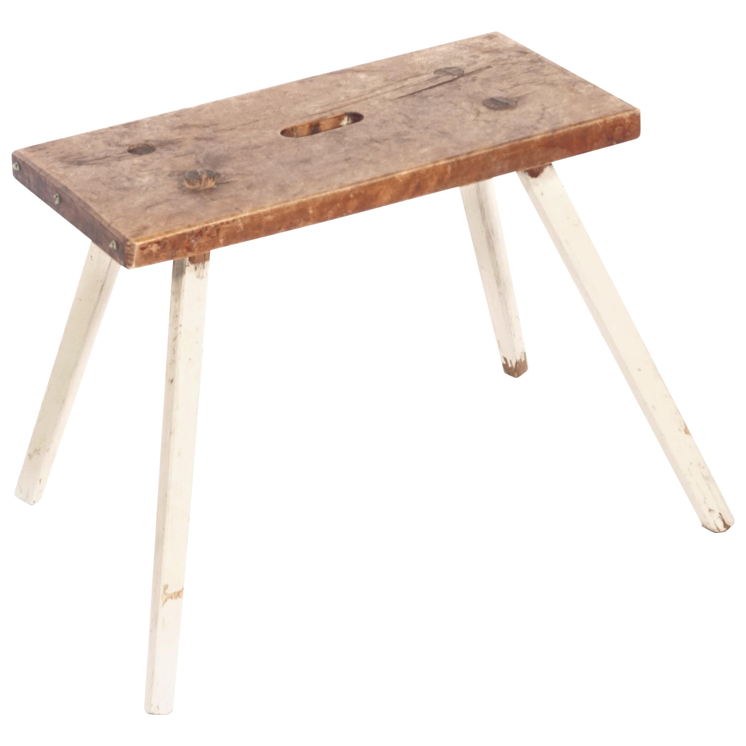Antique Milking Stool in All Pine from Sweden, Late 1800s For Sale