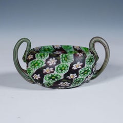 Antique Millefiori Bowl with Handles, Fratelli Toso Murano ca. 1900s