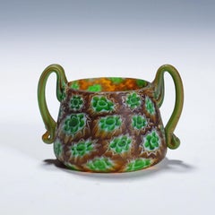 Antique Millefiori Bowl with Handles, Fratelli Toso Murano ca. 1900s