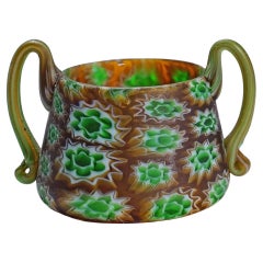 Antique Millefiori Bowl with Handles, Fratelli Toso Murano ca. 1900s