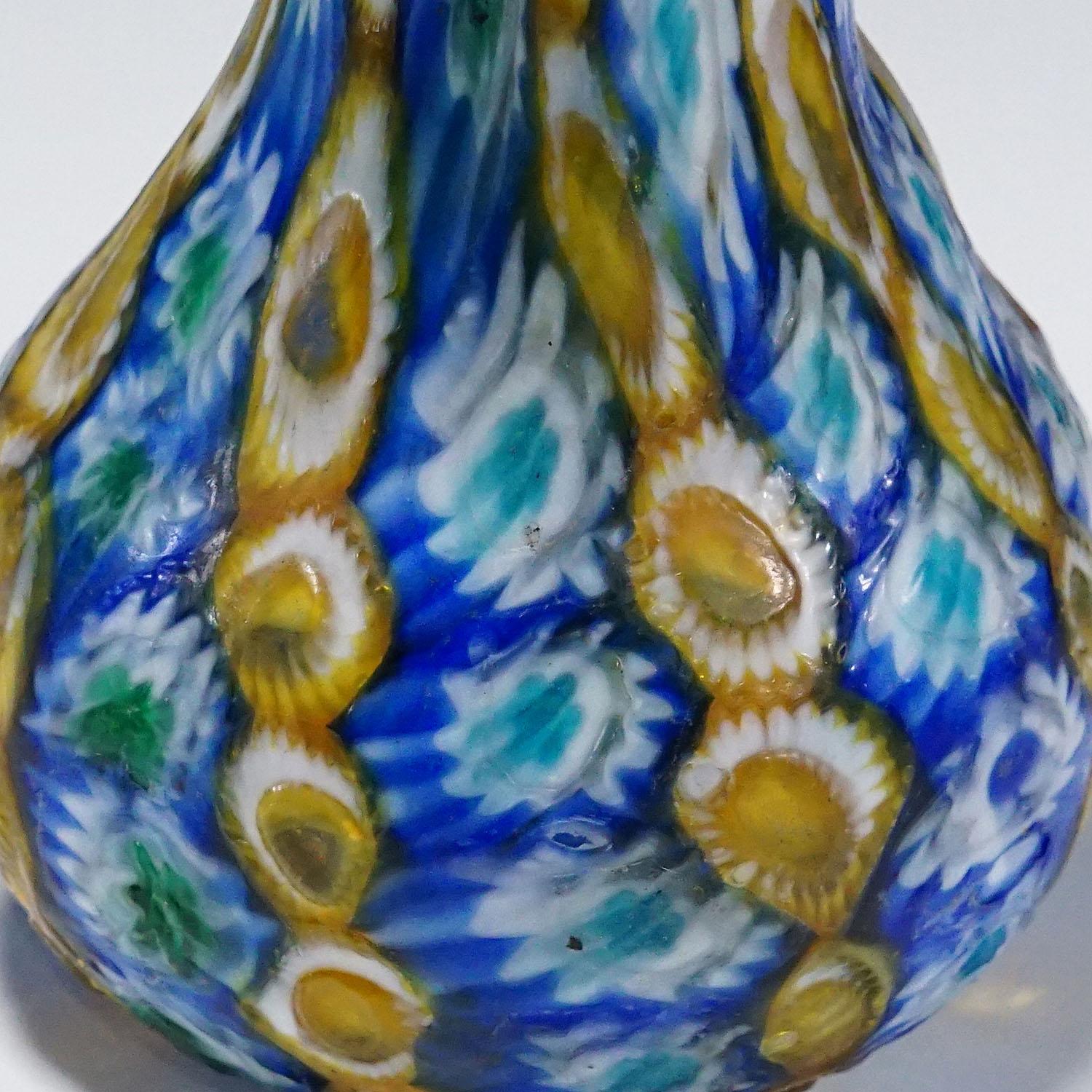 Hand-Crafted Antique Millefiori Vase, Fratelli Toso Murano ca. 1920s For Sale