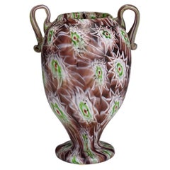 Antique Millefiori Vase in Purple, Green and White, Fratelli Toso Murano 1910