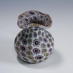 Antique Millefiori Vase in Violet and White, Fratelli Toso Murano ca. 1920s