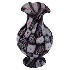 Antique Millefiori Vase in Violet and White, Fratelli Toso Murano ca. 1920s