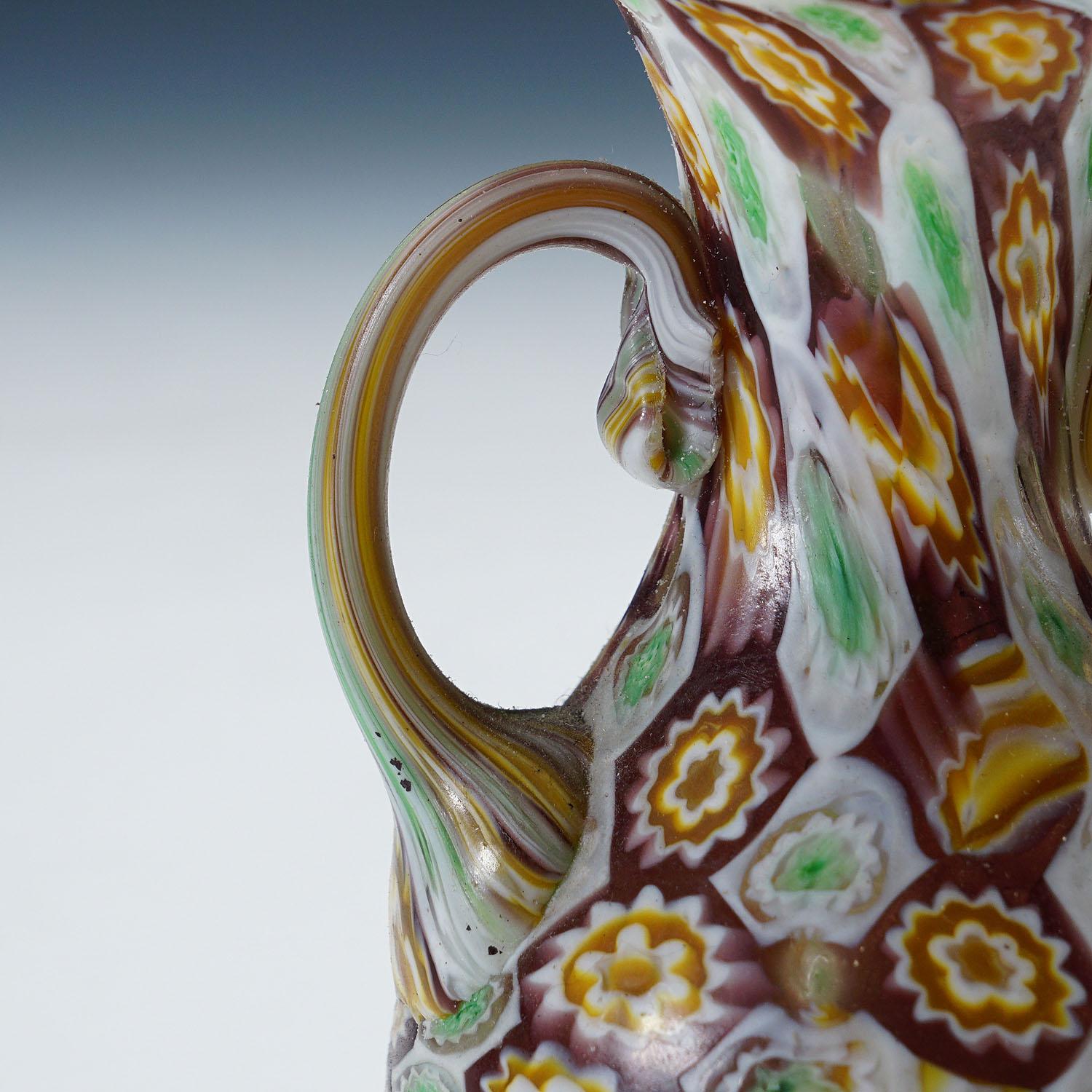 Early 20th Century Antique Millefiori Vase with Handles, Fratelli Toso Murano ca. 1920s