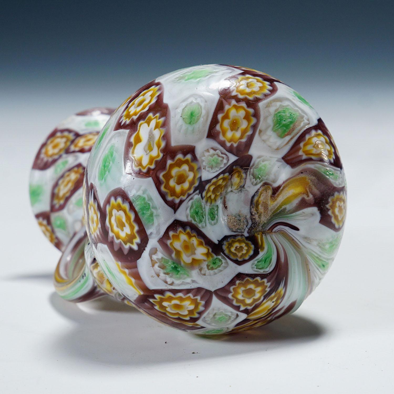 Antique Millefiori Vase with Handles, Fratelli Toso Murano ca. 1920s 1