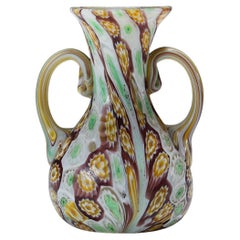 Antique Millefiori Vase with Handles, Fratelli Toso Murano ca. 1920s
