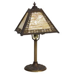 Antique Miller Arts & Crafts Slag Glass Table Lamp Signed C1920