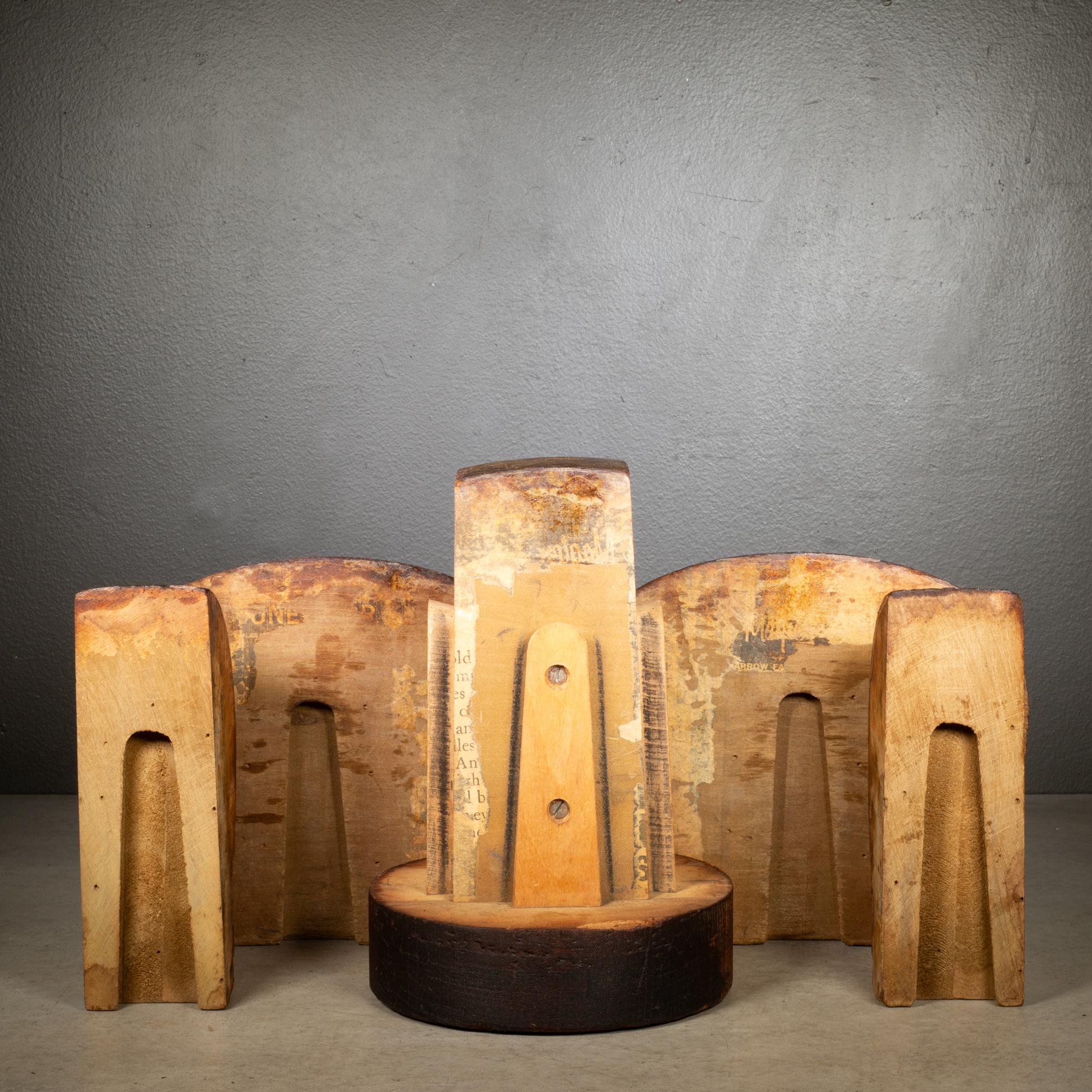 ABOUT

An original late 19th c./early 20th century wooden millinery hat block made in five parts, including the base. Company logo stamped in front along with 