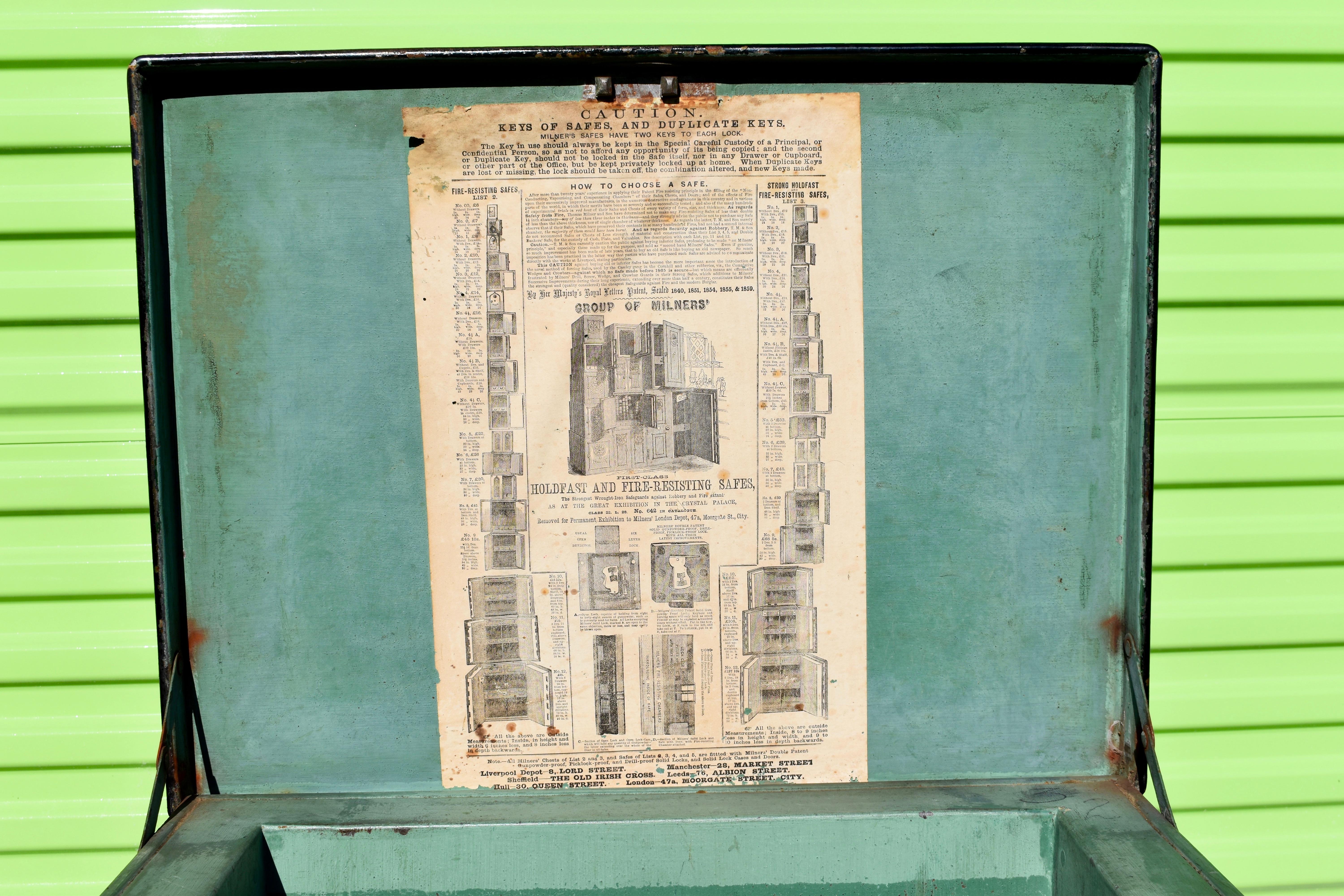 Anglais Antique coffret de cheminée ou coffret fort 212 Milners, Angleterre, vers 1870 en vente