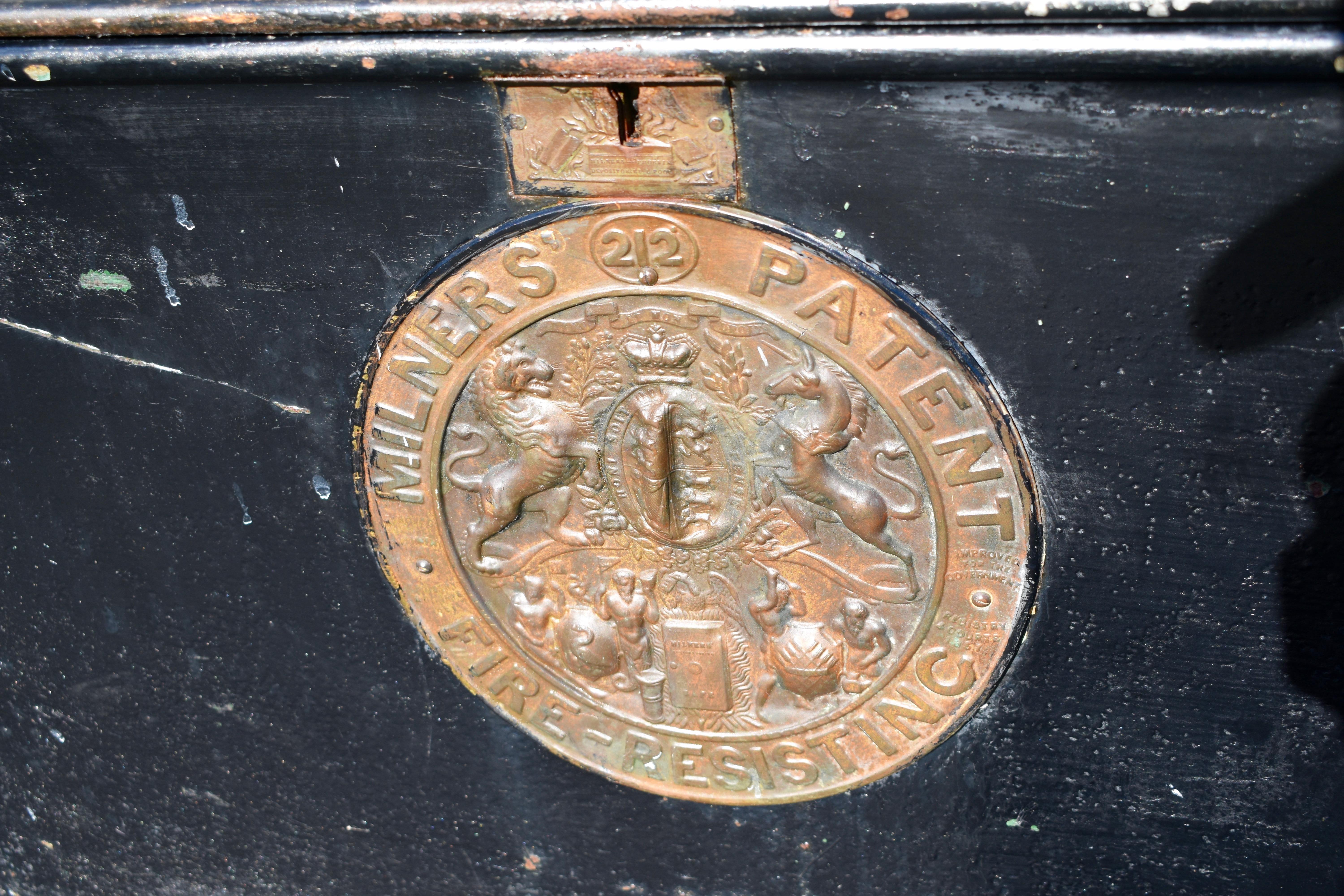 British Colonial Antique Milners 212 Fire Safe or Strong Box, England, circa 1870 For Sale