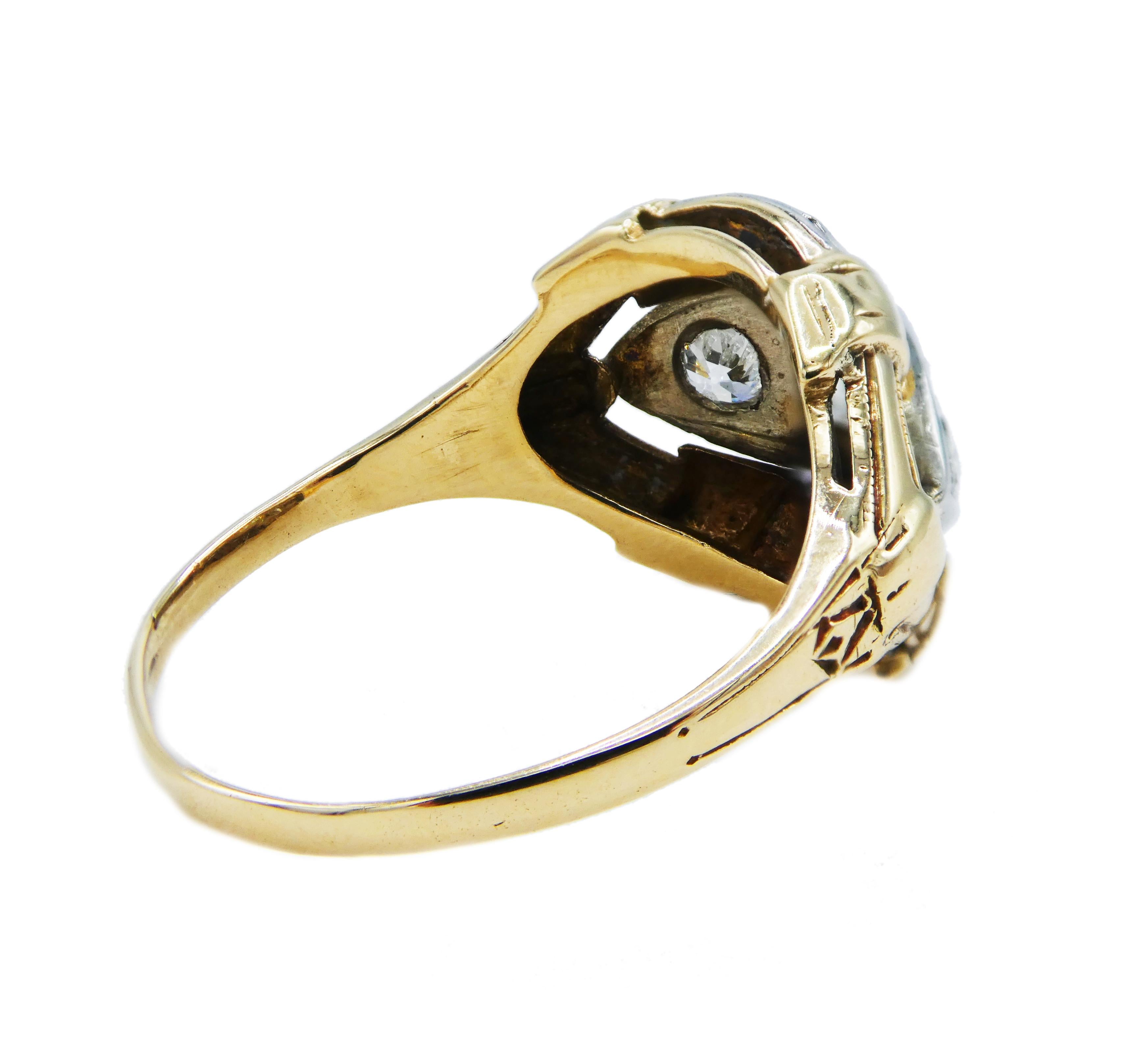 Edwardian Antique Mine Cut Three-Stone Diamond Ring