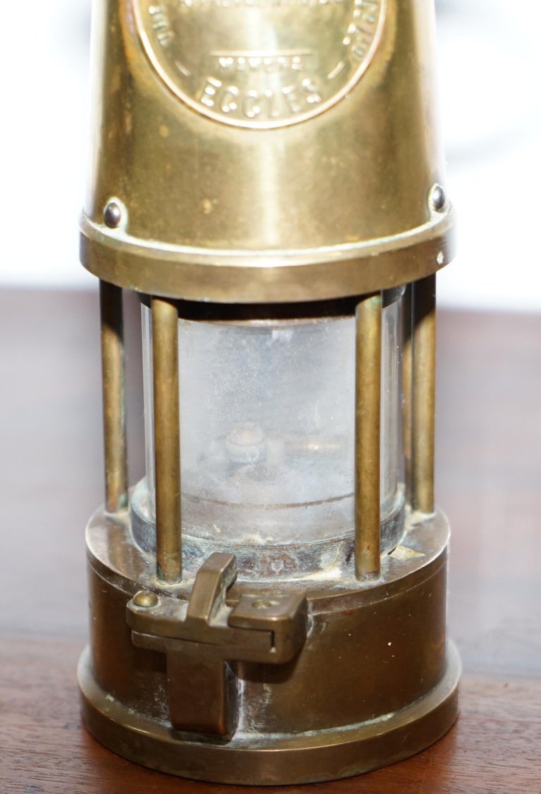 Antique Miners Lamp and Pair of Statues Eccles Type 6 M&S Safety Lamps ...
