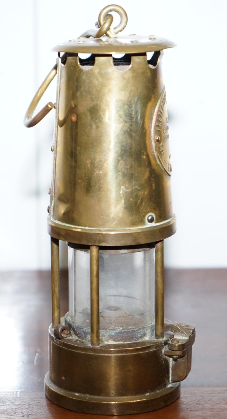 Antique Miners Lamp and Pair of Statues Eccles Type 6 M&S Safety Lamps