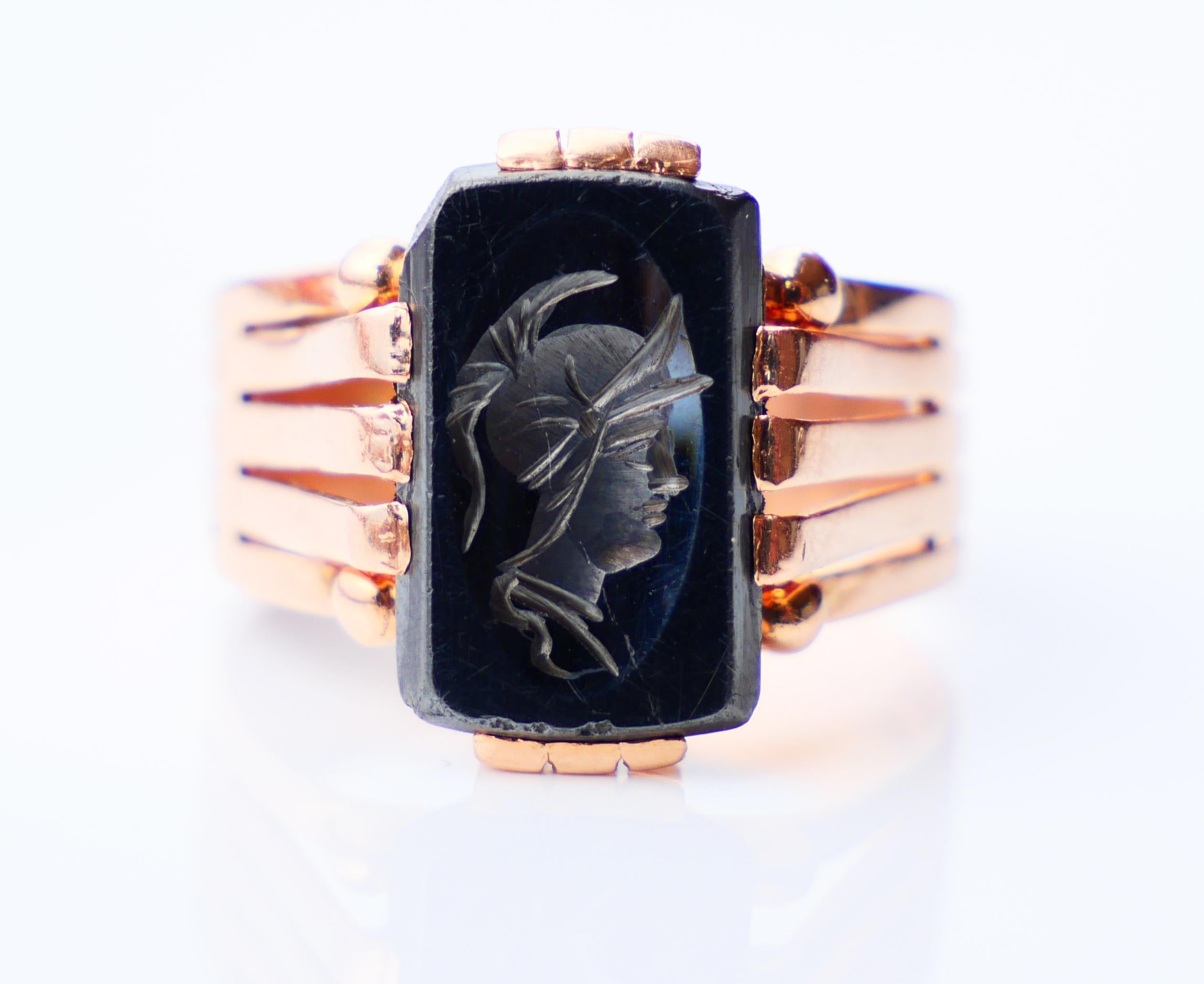 Empire Antique Minerva Unisex Ring Intaglio Hematite solid 585 / 14K Gold ØUS8 / 6.2 gr For Sale