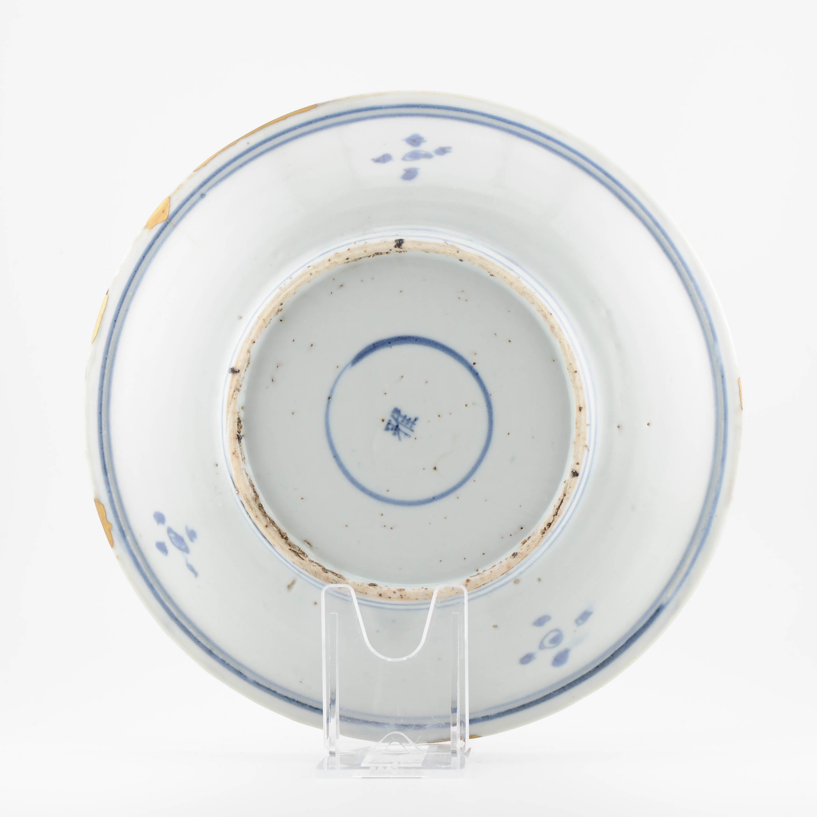 Antique Ming 1620-1644 Chinese Porcelain Kosometsuke Waterfall Plate Kintsugi For Sale 3