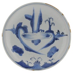 Antique Ming 1620-1644 Chinese Porcelain Kosometsuke Waterfall Plate Kintsugi