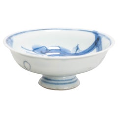 Antique Ming Chinese Porcelain Tazza on Foot Landscape Scene, Early 17th Century