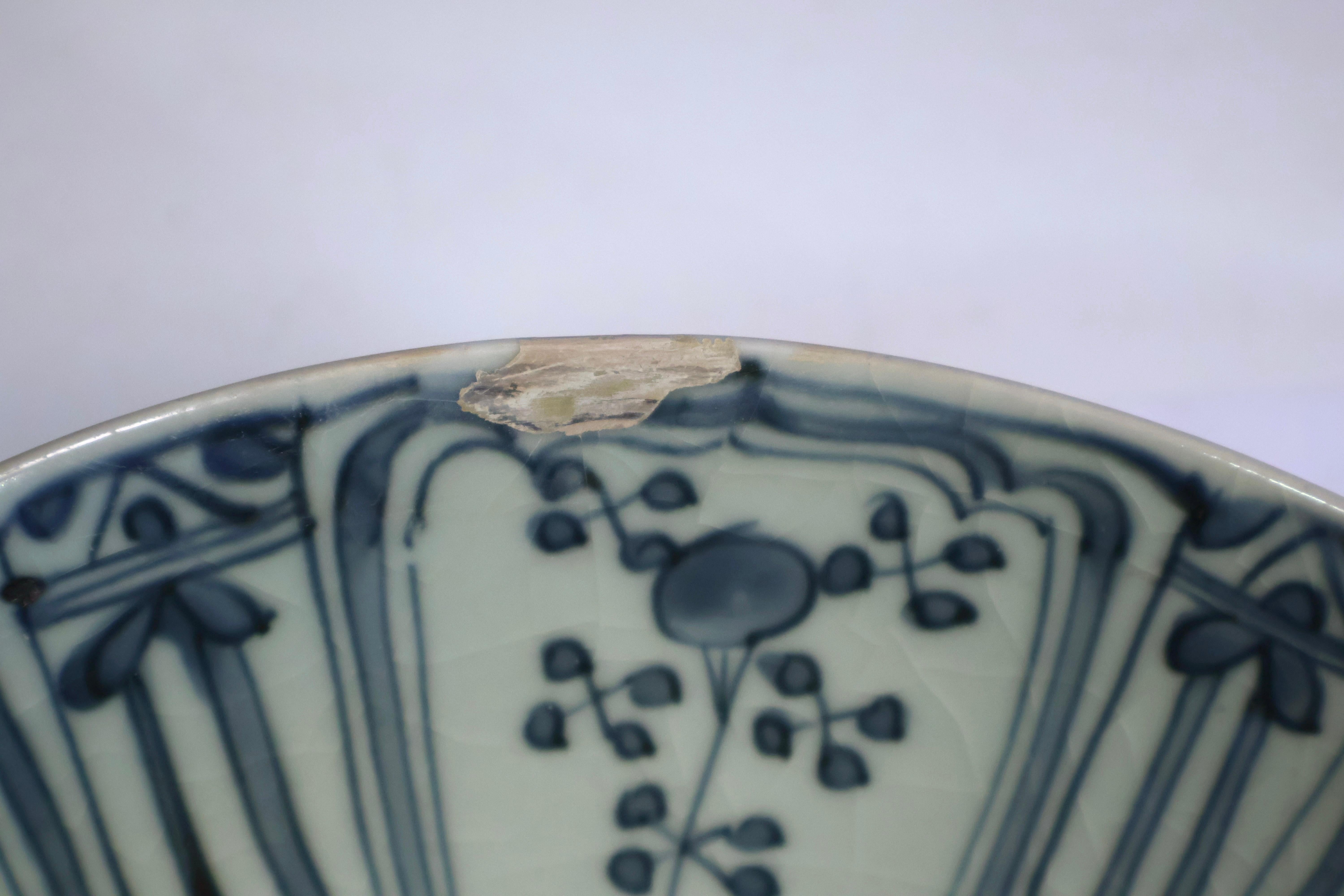 Antike Ming-Dynastie Chinesisch Export Porzellan Swatow Blau & Weiß Schüssel im Angebot 3