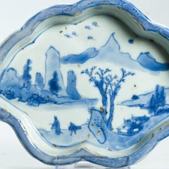 Antique Ming Literati Tianqi Period 17th c Chinese Porcelain China Dish Landscap