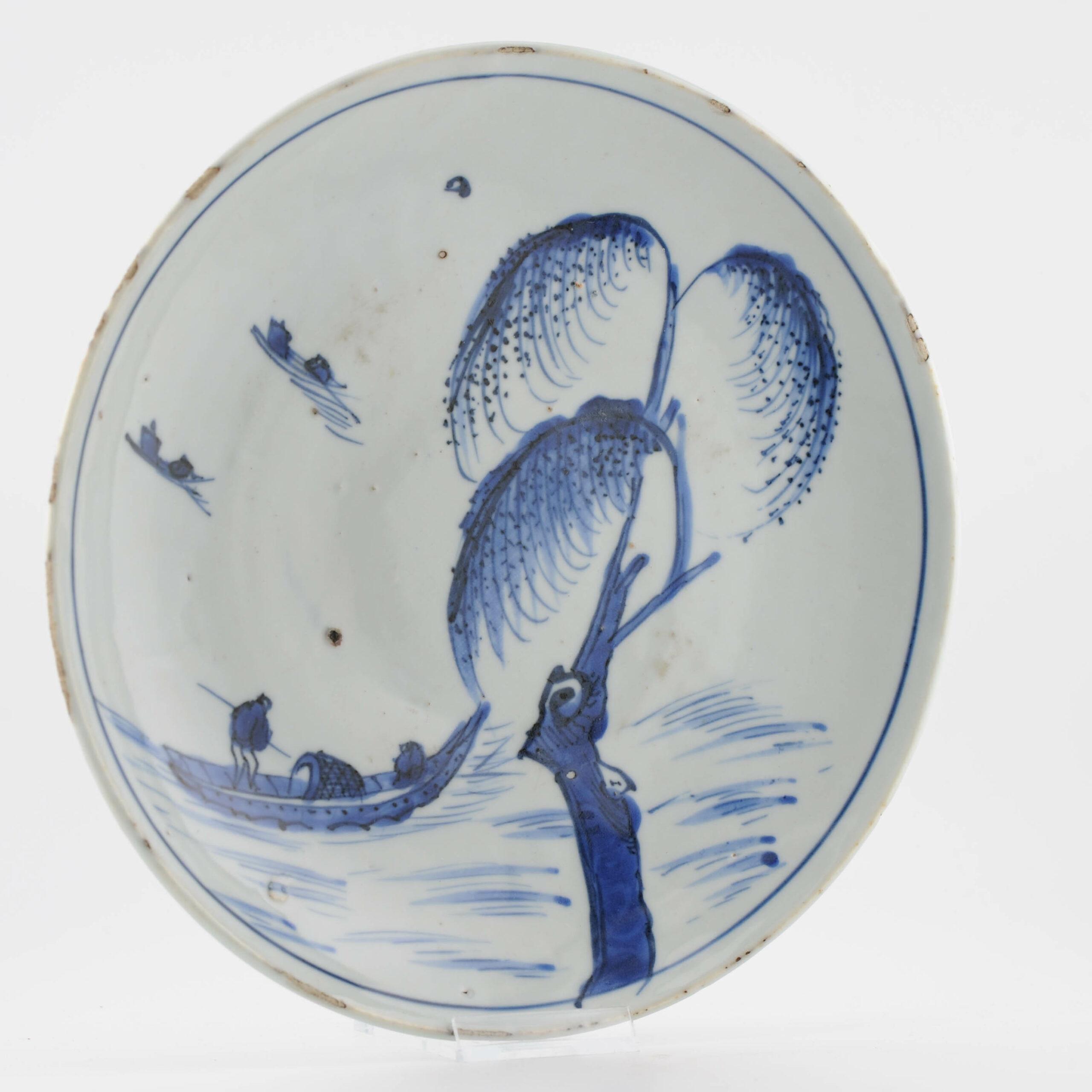 Ancien plat en porcelaine chinoise de la période Ming Kosometsuke Fisherman en vente 6