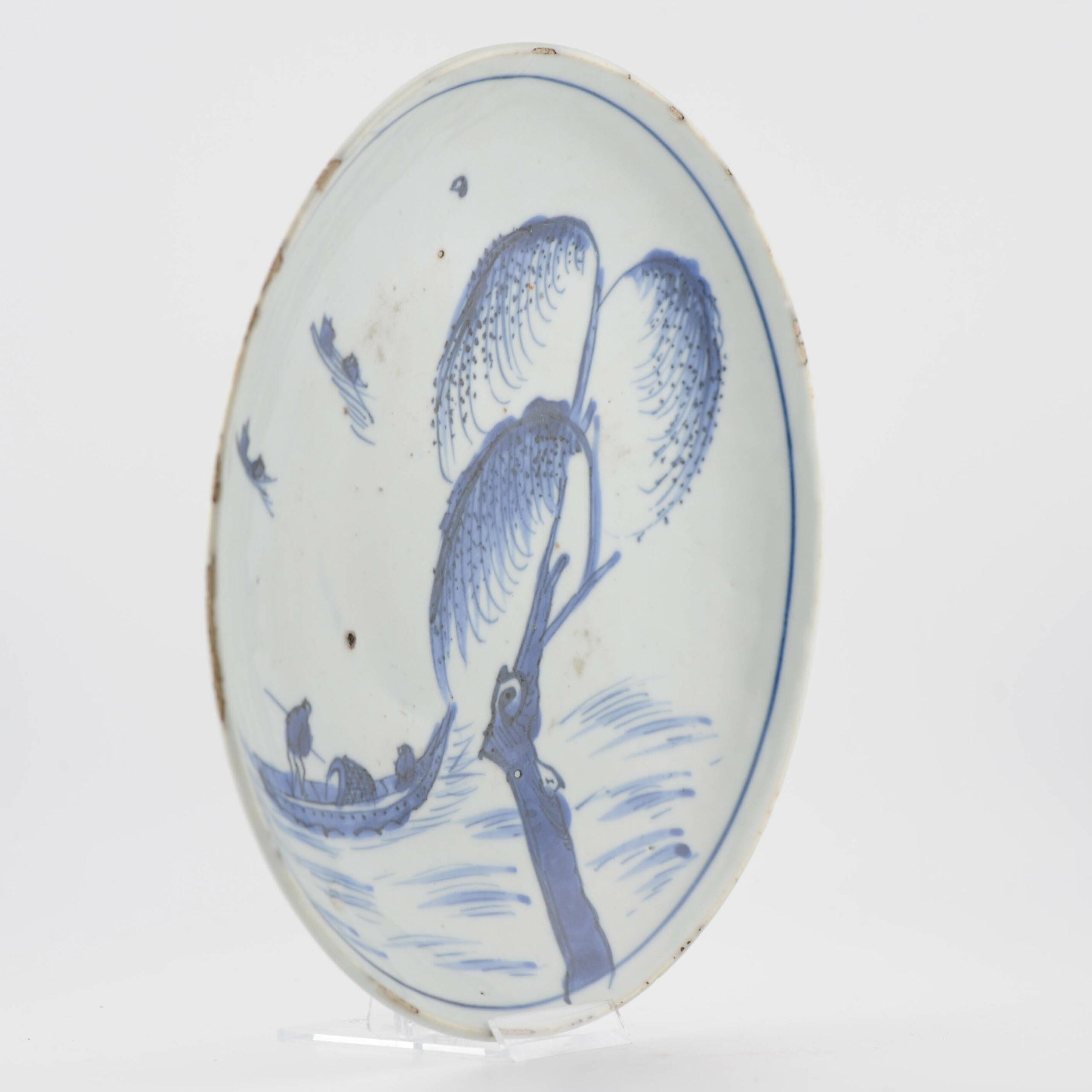 Ancien plat en porcelaine chinoise de la période Ming Kosometsuke Fisherman en vente 8