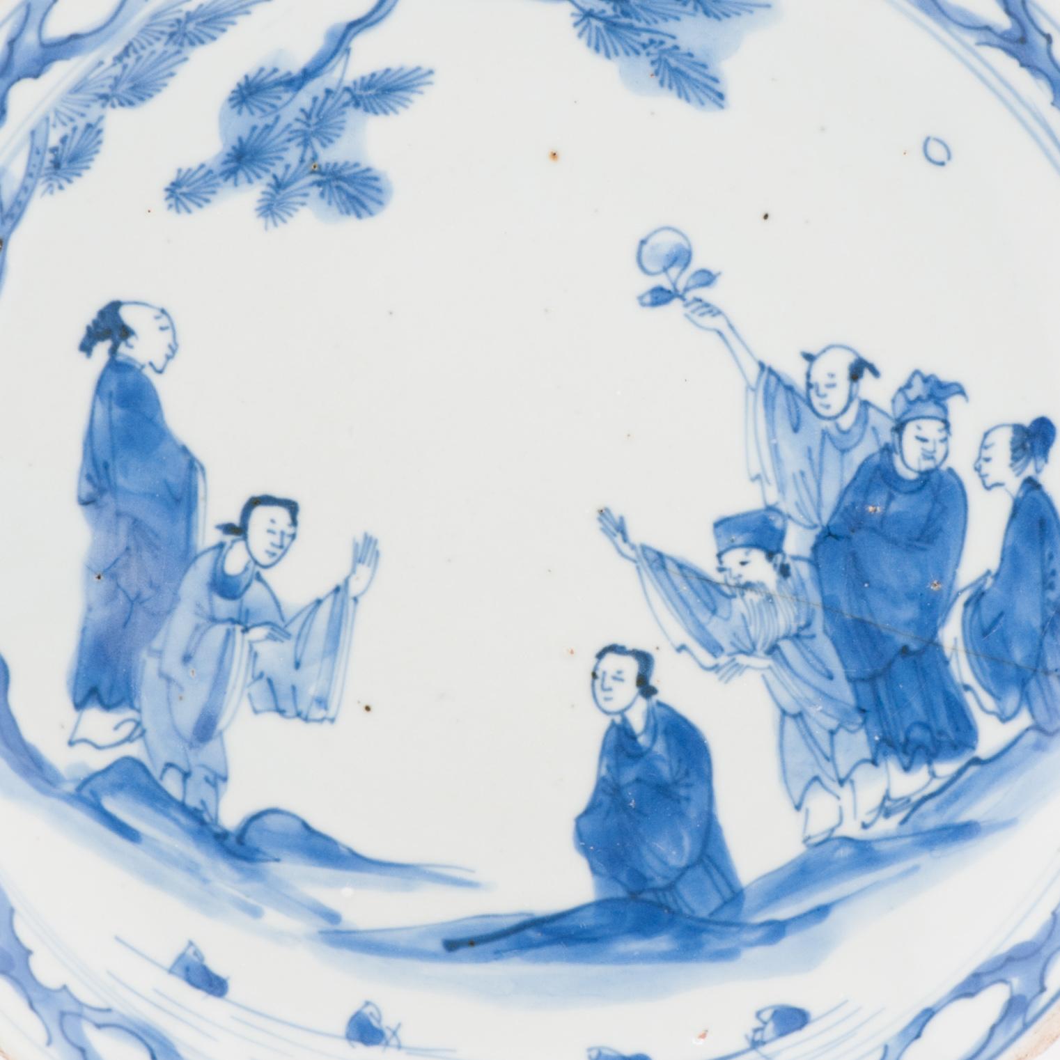 Antique Ming Period Chinese Porcelain Landscape Figural Dish Kosometsuke For Sale 6