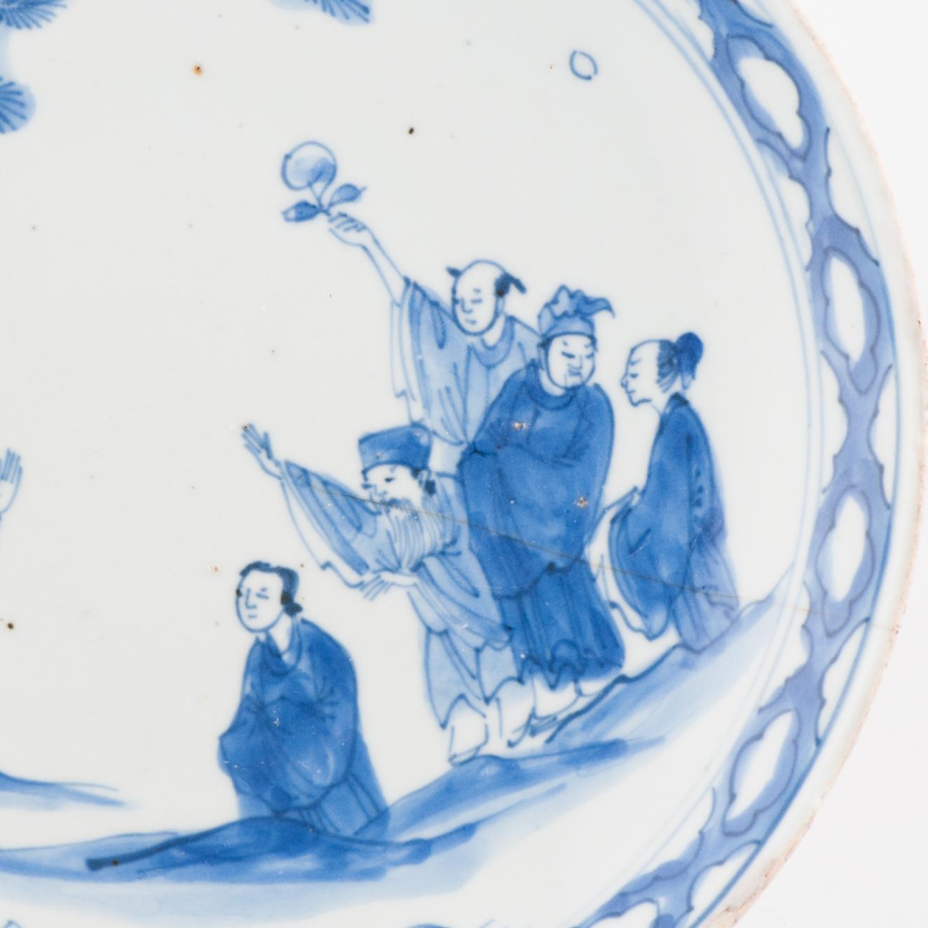 Antique Ming Period Chinese Porcelain Landscape Figural Dish Kosometsuke For Sale 2