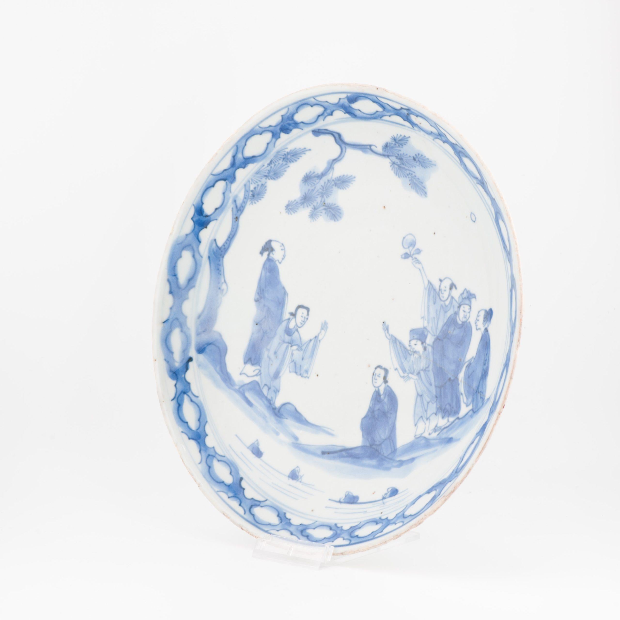 Antique Ming Period Chinese Porcelain Landscape Figural Dish Kosometsuke For Sale 4