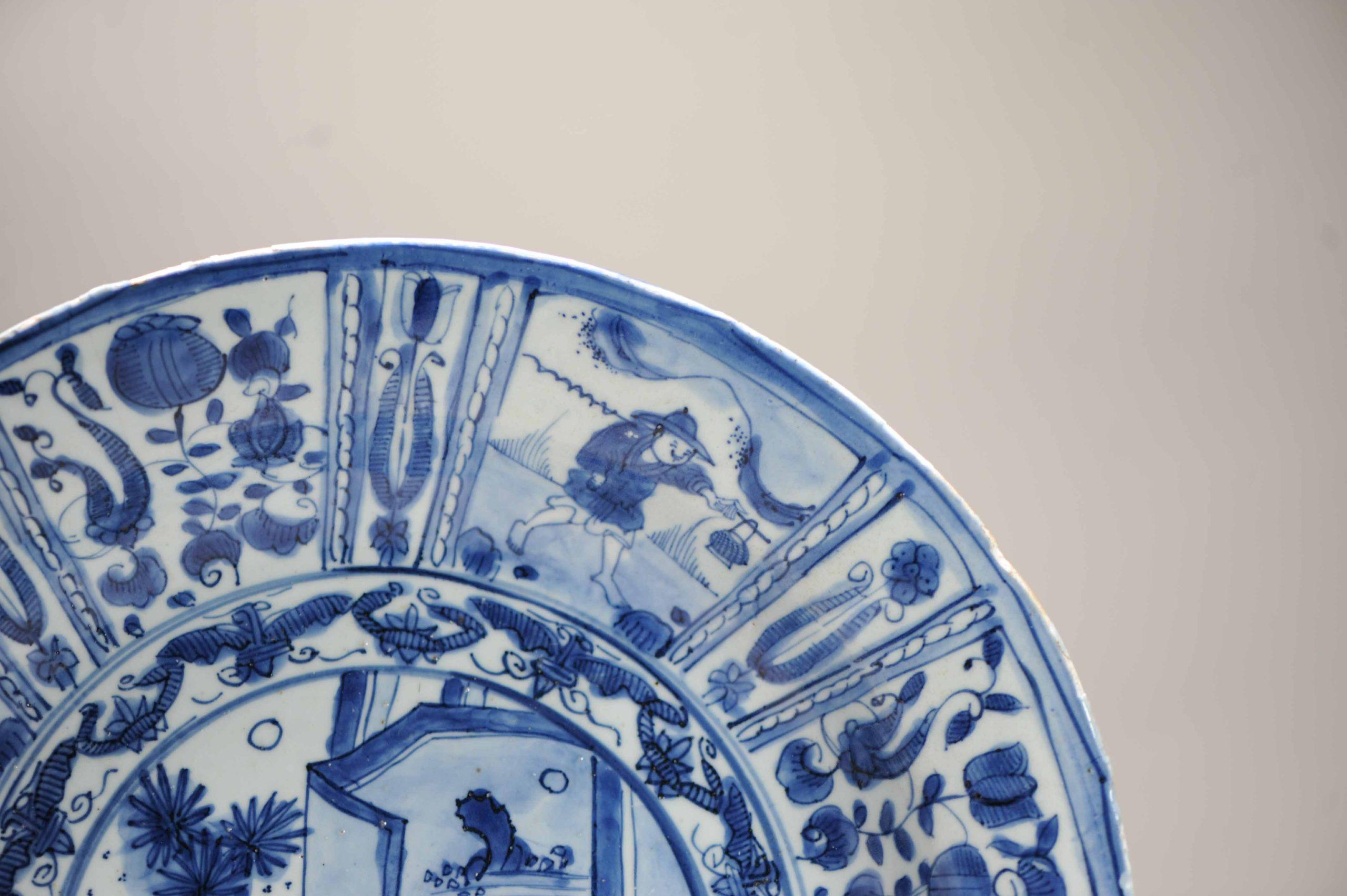 Antiguo Periodo Ming Porcelana China Literato y ayudante Cargador Moscas W en venta 5